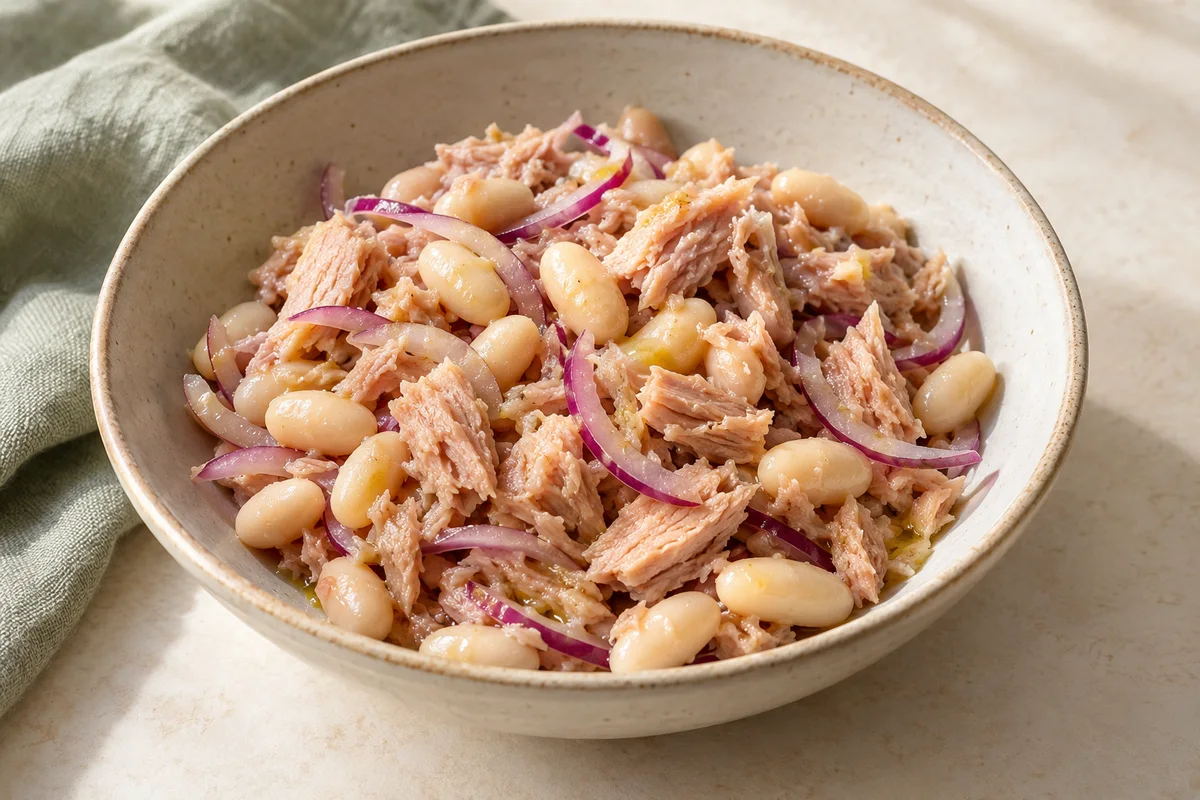 Tuna and cannellini bean salad serving suggestion